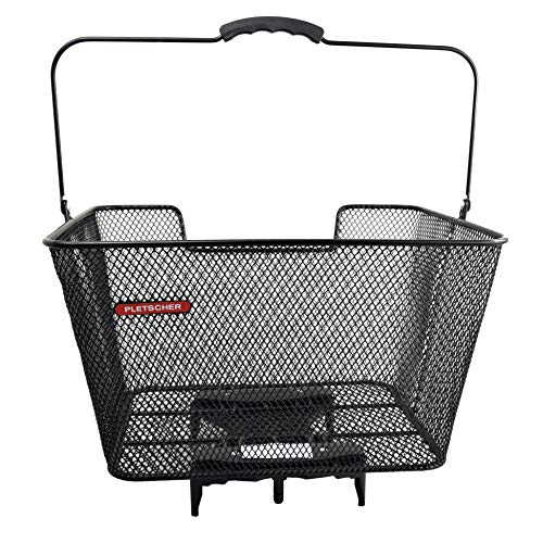 Pletscher Hinterradkorb, Cestino Per Ruota Posteriore. Unisex Adulto, Nero, 400X240X190 Mm