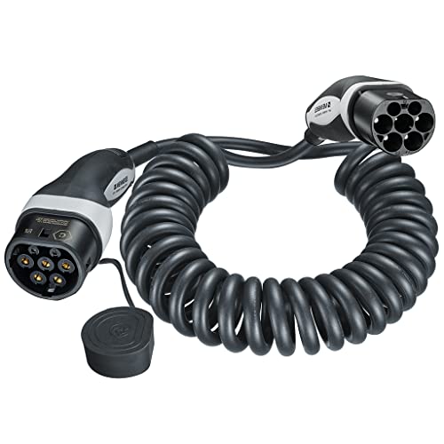 Mennekes 36292 - Cavo Di Ricarica Per Auto Elettrica 4,0 M Spiralizzato, Corto - Mode 3 Tipo 2 20A 3Ph Cavo Di Ricarica A Spirale Con 11 Kw Di Potenza