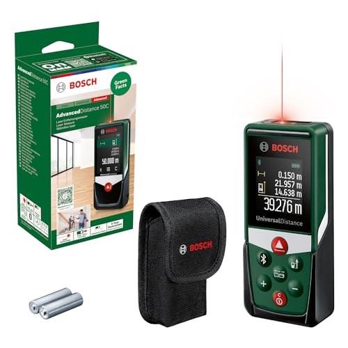 Bosch Distanziometro Laser Universaldistance 50 C (Misura Distanze Fino A 50 M Con Precisione, Connettività Bluetooth, Funzioni Di Misurazione, In Car