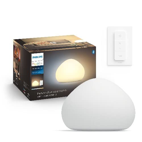 Philips Hue White Ambiance Wellner, Lampada Da Tavolo Smart, Bluetooh, 9.5W, Lampadina Smart Led E27 Smart Inclusa, Dimmer Switch Incluso, Bianca