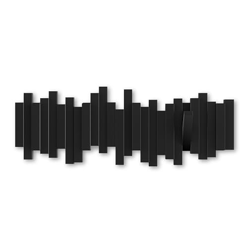 Umbra Sticks Attaccapanni Da Parete Con 5 Ganci Ribaltabili, Nero, 49.53 X 3.18 X 18.42 Cm, 907.18 Grammi