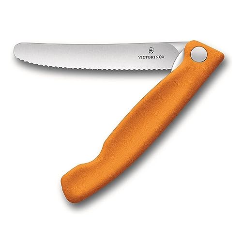 Victorinox Swiss Classic, Coltello Da Verdura Pieghevole Con Lama In Acciaio Inox E Manico In Plastica, Arancione