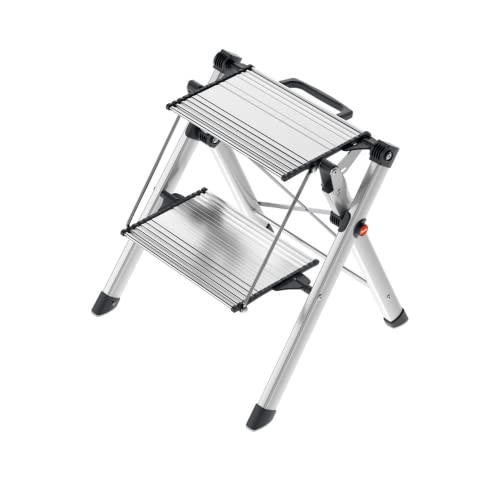 Hailo 4310-100 - Mini Comodità - Sgabello In Alluminio A 2 Passi Deblocking E Maniglia Con Funzione Integrata
