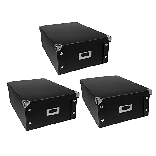 Ideen Mit Herz Set Di 3 Scatole Portaoggetti Con Coperchio, Pieghevole, In Cartone E Metallo, 40,5 Cm X 28 Cm X 14,5 Cm (Nero)