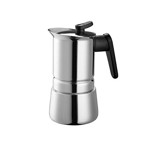 Pedrini 02Cf037 Caffettiera Induzione, Acciaio Inossidabile, Steel Moka, 4 Tazze