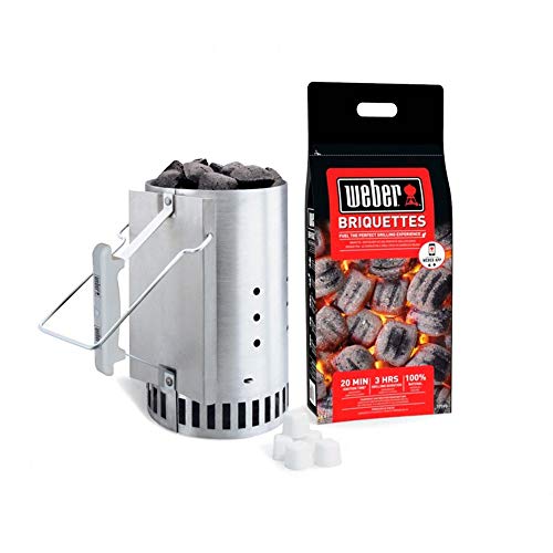 Weber Kit Ciminiera Di Accensione 17631 Con 2 Kg Di Bricchette E 3 Accendi Fuoco