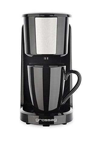 Grossag Caffettiera Singola 1322 Ka 8.17 Nera In Acciaio Inossidabile -1 Tazza Caffettiera Da 150 Ml Filtro Permanente 380W