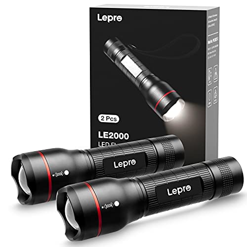 Lepro Torcia Led Potente Professionale, Le2000 Super Luminosa Torce Led Con 5 Modalità Messa A Fuoco Regolabile Impermeabile, Torcia Portatile Per Cam