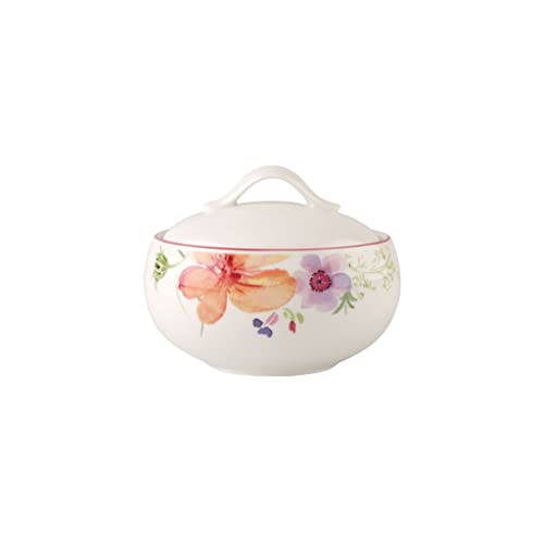 Villeroy & Boch Mariefleur Basic Zuccheriera, Porcellana Premium, Bianco/Multicolore