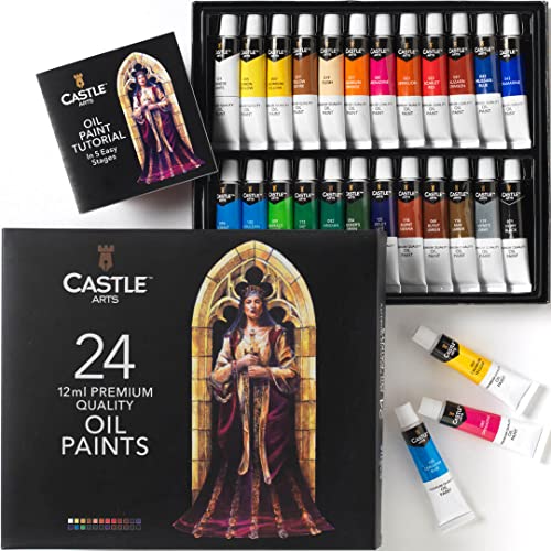 Castle Art Supplies Set Di Vernici A Olio, 24 X 12 Ml | Set Per Artisti Principianti E Avanzati | Vibrante Gamma Di Colori Di Facile Utilizzo | Con Co