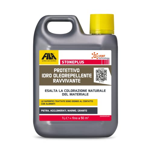 Fila Surface Care Solutions, Stoneplus Protettivo Per Pietra Impregnante Ravvivante Ad Azione Antimacchia, 1L, Giallo, 1 Unità (Confezione Da 1)