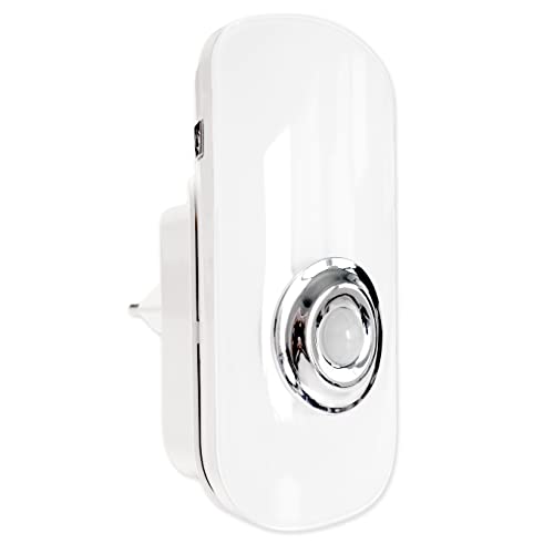Müller-Licht Led Lumino Da Notte Per La Presa Elettrica Torcia Mobile Con Sensore Incluso, 7000K, Bianco