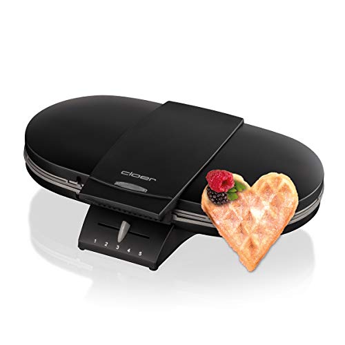 Cloer 1320 - Macchina A Cialde Doppia Per 2 Cialde Classiche / 1200 W/Dimensioni Waffle 15,5 Cm, Colore: Nero