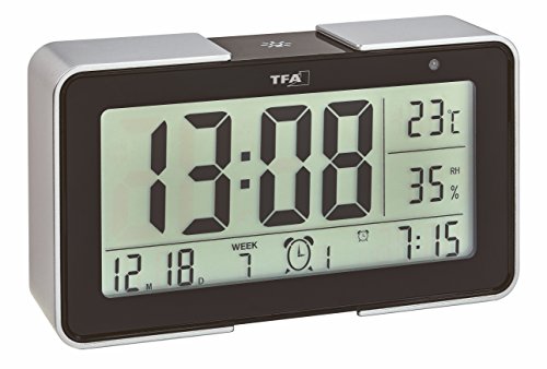 Tfa Dostmann Sveglia Digitale Melody, 60.2540.01, Orologio Radiocontrollato, 25 Suoni Di Sveglia (Melodie, Classici, Versi Di Animali), Tre Funzioni D