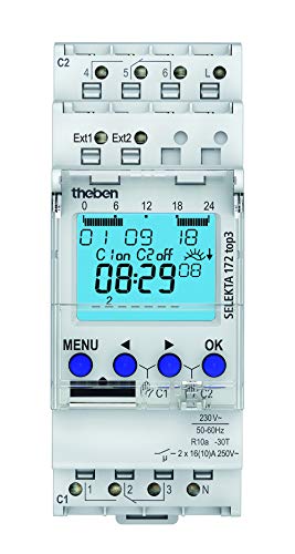 Theben 1720130 Selekta 172 Top3 - Timer Digitale, 2 Canali, Programmabile Tramite App, Temporizzatore