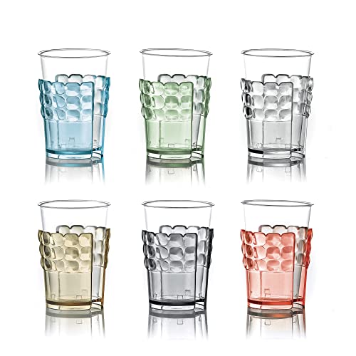 Fratelli Guzzini Tiffany Pio & Tito Toso, Reggibicchieri Portabicchieri Colorati Acrilico Set 6 Pezzi Multicolore, Smma 19970052