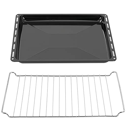 Icqn 42,2 X 37 Cm Set Di Teglie E Griglie | Leccarda Smaltata Profonda 3 Cm E Griglia Del Forno Cromata Per Forno E Fornelli | Resistente Ai Graffi E 