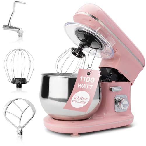 Clatronic Km 3711 Impastatrice 1100W Pink, Acciaio Inox Alluminio, Rosa