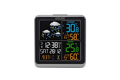 Explore Scientific Wsh4008C Stazione Meteo Radio-Controllata, Barometro Con Previsioni Del Tempo Con 6 Icone, Temperatura/Umidità Int/Ext, 1 Sensore I