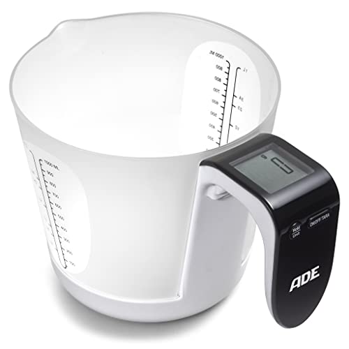 Ade Bilance Graduate Digitali - Misurino Con Bilancia | Bilance Da Cucina Con Misurino Per Pesare & Misurare - Misurino Elettronico Bianco/Nero