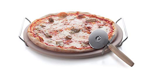 Excelsa Nonsolopizza Pietra Refrattaria Per Cottura Pizza Con Tagliapizza, Acciaio Inossidabile, Naturale