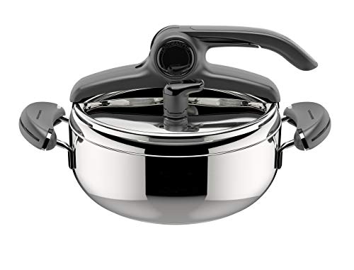 Lagostina Mia Lagoeasy'Up Pentola A Pressione 3.5L In Acciaio Inox 18/10 Ø 22 Cm, Pentola Induzione E Gas, Coperchio Con Apertura Facilitata, Fondo Ir