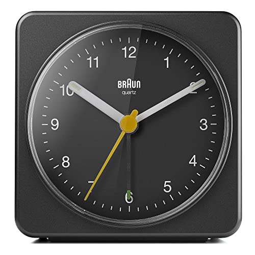 Braun Orologio Sveglia Analogico Classico Funzione Snooze E Luce, Movimento Continuo Silenzioso, Suono Sveglia Beep Con Crescendo, Colore Nero, Modell