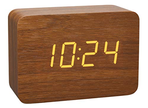 Tfa Dostmann Design 60.2549.08 Clocco - Radiosveglia In Plastica, Effetto Legno, Colore: Marrone/Arancione