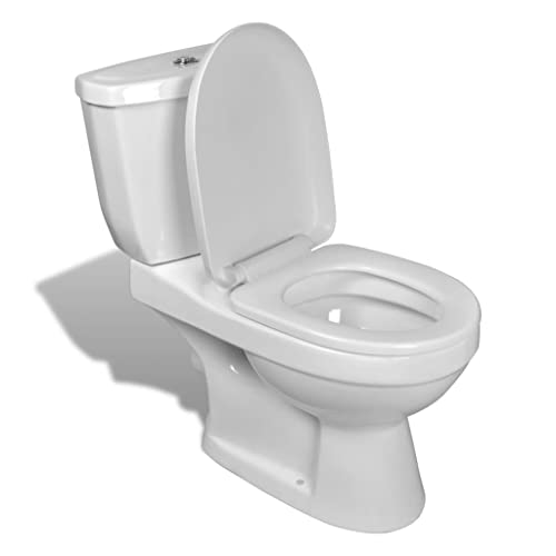 Vidaxl Toilette Con Cisterna Bianca Gabinetto Bagno Sciacquone Vaso Wc Scarico