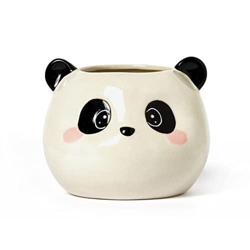 Legami - Portapenne In Ceramica, Desk Friends, 11,2 X 11,4 Cm, Tema Panda, Da Scrivania, Dipinti A Mano