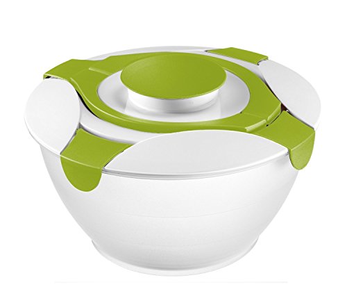 Westmark Insalatiera Con Manico E Contenitore Per Condimento, Capacità: 6,5 Litri, Plastica, Praktika, Trasparente/Bianco/Verde, 2422227A