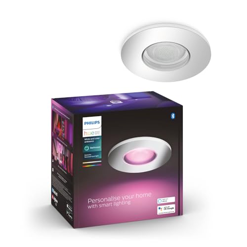 Philips Hue White And Color Ambiance, Faretto Led Da Incasso Smart Xamento, Per Bagno (Ip44), Luce Bianca O Colorata, Attacco Gu10, 5.7W, Bluetooth, D