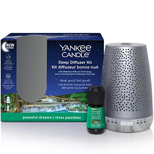 Yankee Candle Kit Di Base Sleep Diffuser | Argento | Ricarica Fragranza Peaceful Dreams Per Diffusore Elettrico | Durata Della Fragranza Fino A 30 Not