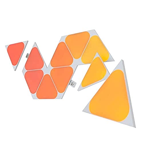 Nanoleaf Shapes Mini Triangle Expansion Pack, 10 Mini Triangoli Led Aggiuntivi Rgbw - Applique Da Parete Interno Modulari, Luci Led 16M Colori Wifi, F