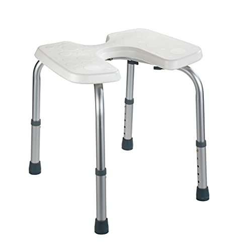 Wenko Sgabello Doccia Secura - Sgabello Per Doccia Con Apertura Igienica, Portata 120 Kg, Plastica, 46 X 36-46 X 53.5 Cm, Bianco
