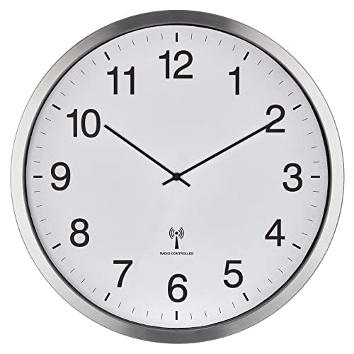 Tfa Dostmann Orologio Da Parete Radio Xxl, Analogico, 60.3548.02, Diametro 50 Cm, Telaio In Metallo, Quadrante Grande, Bianco, Lunghezza 508 X Larghez