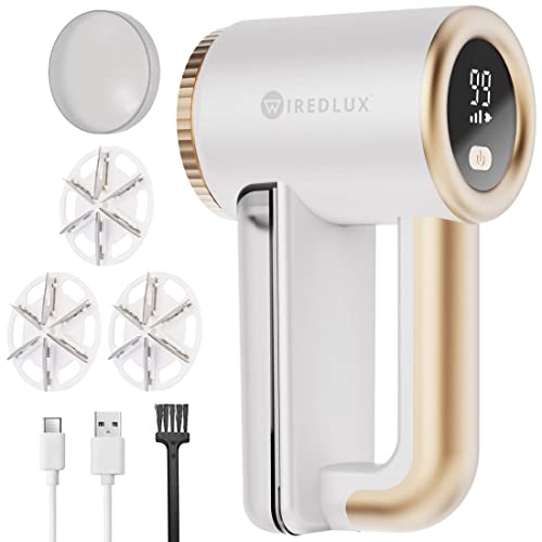 Levapelucchi Elettrico Wiredlux - Levapelucchi Ricaricabile Per Vestiti E Mobili - 3 Velocità Regolabili, Spazzola A 6 Lame, Display A Led, Ricarica U