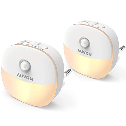 Auvon Luce Notturna Da Presa Con Sensore Di Movimento E Sensore Crepuscolare, Luce Notturna Bambini Led Bianco Caldo Con Luminosità Regolabile Da 1-50