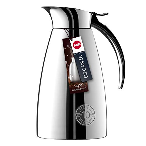 Emsa Eleganza 017009502488 Caraffa Termica, Chiusura Easy Open, Acciaio Inossidabile