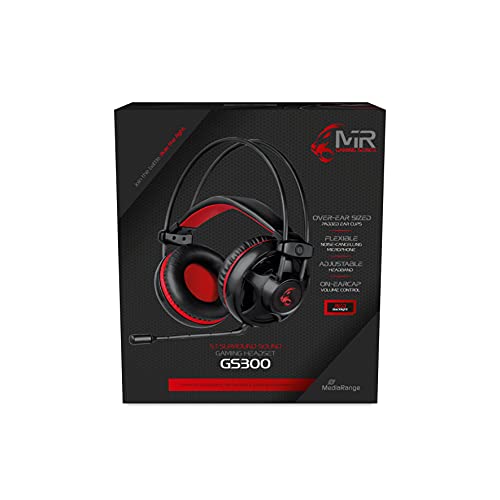 Mediarange 813138 Mrgs300 Game 5.1 - Cuffie Surround Con Cavo, Nero/Rosso