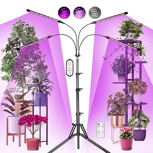 Railee Lampada Per Piante Da Interno 120 Leds Luce Di Coltivazione A Spettro Completo Lampada Da Coltivazione Con Treppiede Grow Light Per Semina Cres