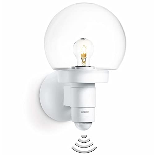 Steinel Lampada Per Esterni L 115 S Bianco, Con Sensore Di Movimento A 240°, Portata 12 M, Luce Di Base E27, Luce Fissa