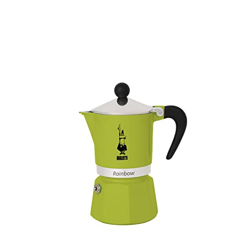 Bialetti Rainbow Caffettiera Colorata, Alluminio, Verde, 3 Tazze