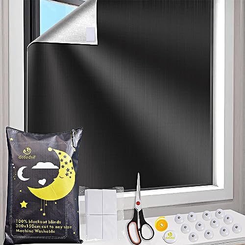 Gofodsil Tende Oscuranti Per Interni 300×145Cm Con 20 Adesivi In Nano Pu E 12 Ventose, Nessuna Perforazione Tende Oscuranti Temporanea Per Camera Da L