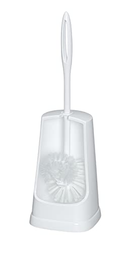 Wenko Portascopino Per Wc Simple Bianco Con Pulisci Bordo, Plastica, 12.5 X 40 X 12.5 Cm, Bianco
