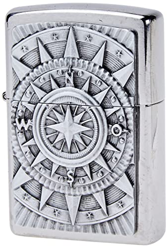 Zippo 2005350 - Accendino A Benzina Con Emblema, In Ottone Effetto Acciaio Inox, 1 X 6 X 6 Cm