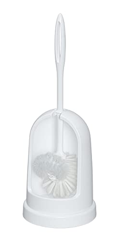 Wenko Portascopino Per Wc Standard Bianco Con Pulisci Bordo, Plastica, 14 X 40 X 14 Cm, Bianco