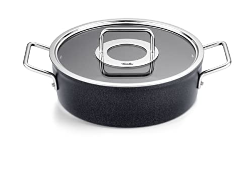 Fissler Adamant - Rostiera In Alluminio (Diametro 24 Cm, 3,1 L) Rivestita Con Coperchio In Vetro, Antiaderente, Compatibile Induzione