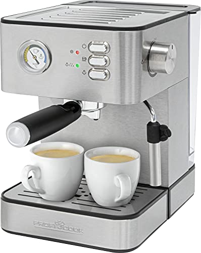 Proficook Pc-Es 1209 - Macchina Per Caffè Espresso Automatica, Pressione Massima 20 Bar, Funzione Preriscaldamento, Serbatoio Dell'Acqua Da 1,8 Litri,