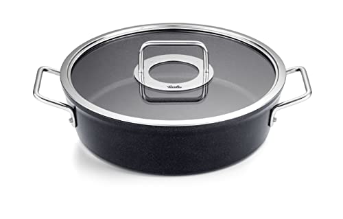 Fissler Adamant - Rostiera In Alluminio (Diametro 28 Cm, 4,1 L) Rivestita Con Coperchio In Vetro, Antiaderente, Compatibile Induzione